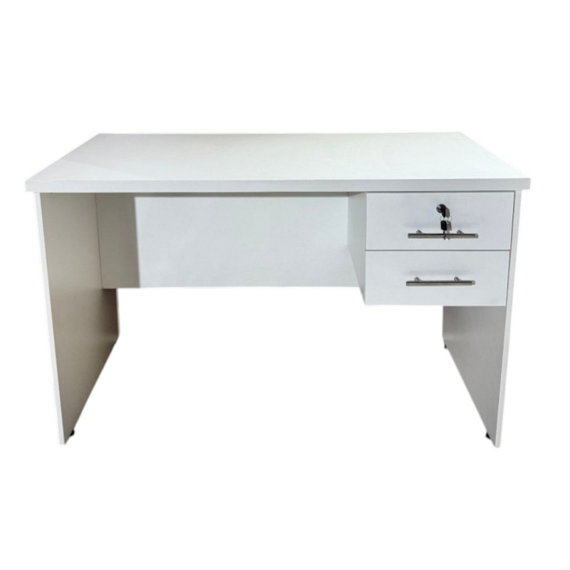 ESCRITORIO AC&H 1.20 CON 2 CAJONES CON LLAVE BLANCO