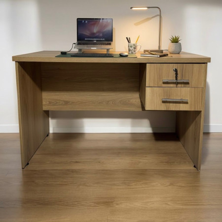 ESCRITORIO AC&H 1.20 CON 2 CAJONES CON LLAVE NOGAL