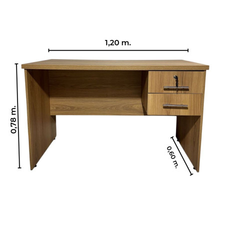 ESCRITORIO AC&H 1.20 CON 2 CAJONES CON LLAVE NOGAL