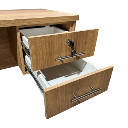 ESCRITORIO AC&H 1.20 CON 2 CAJONES CON LLAVE NOGAL