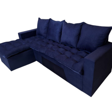 SOFA ATYRA  AZUL 3 LUGARES + CHAISE + MESITA DE REGALO