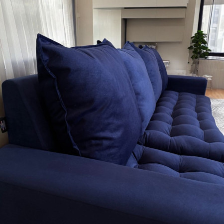 SOFA ATYRA  AZUL 3 LUGARES + CHAISE + MESITA DE REGALO