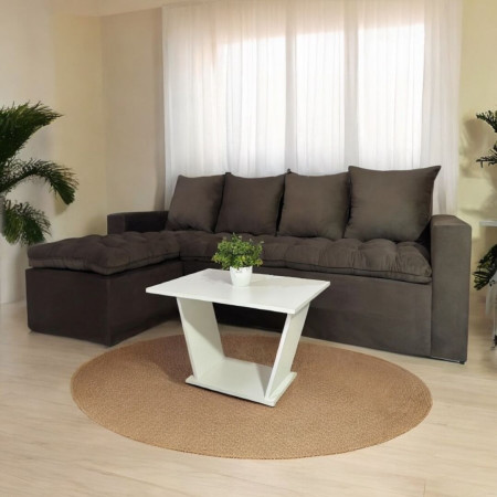 SOFA ATYRA MARRÓN 3 LUGARES + CHAISE + MESITA DE REGALO