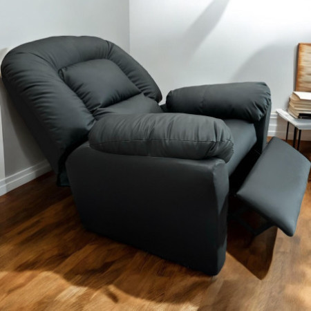 SILLON RECLINABLE SAJONIA ECOCUERO NEGRO