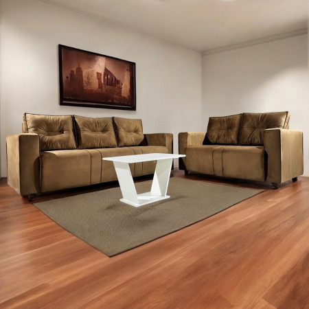 SOFA BELLA VISTA 3 - 2 LUGARES BEIGE + MESITA BLANCA DE REGALO