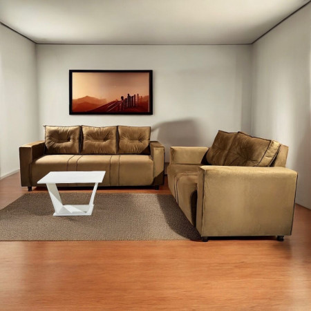 SOFA BELLA VISTA 3 - 2 LUGARES BEIGE + MESITA BLANCA DE REGALO