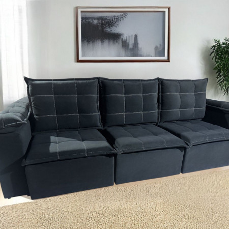 SOFÁ RETRÁCTIL BOQUERON 3 LUGARES NEGRO