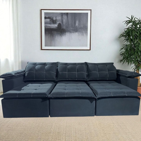 SOFÁ RETRÁCTIL BOQUERON 3 LUGARES NEGRO