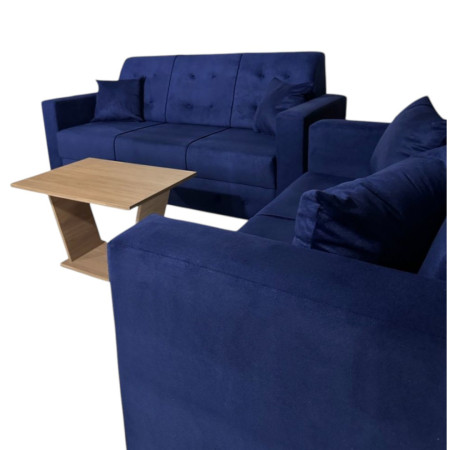 SOFA NEW ITA 3 - 2 LUGARES AZUL + 4 ALMOHADAS + MESITA DE REGALO