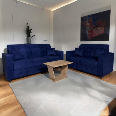 SOFA NEW ITA 3 - 2 LUGARES AZUL + 4 ALMOHADAS + MESITA DE REGALO