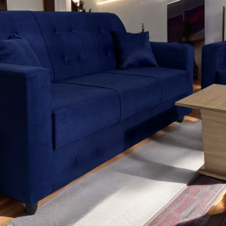 SOFA NEW ITA 3 - 2 LUGARES AZUL + 4 ALMOHADAS + MESITA DE REGALO