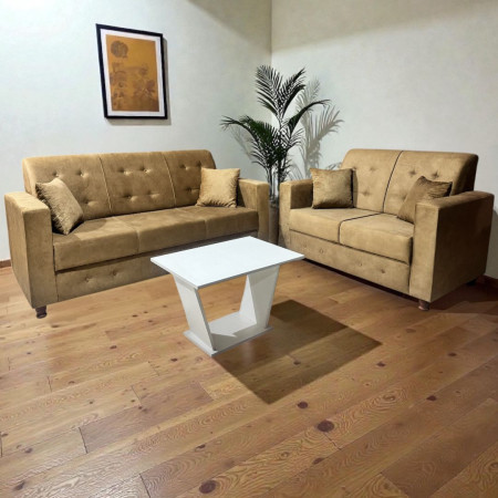 SOFA NEW ITA 3 - 2 LUGARES BEIGE + 4 ALMOHADAS + MESITA DE REGALO