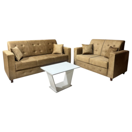 SOFA NEW ITA 3 - 2 LUGARES BEIGE + 4 ALMOHADAS + MESITA DE REGALO