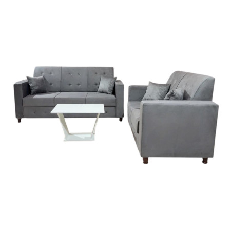 SOFA NEW ITA 3 - 2 LUGARES GRIS + 4 ALMOHADAS + MESITA DE REGALO