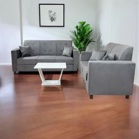 SOFA NEW ITA 3 - 2 LUGARES GRIS + 4 ALMOHADAS + MESITA DE REGALO