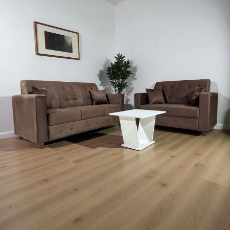 SOFA NEW ITA 3 - 2 LUGARES MARRÓN + 4 ALMOHADAS + MESITA DE REGALO