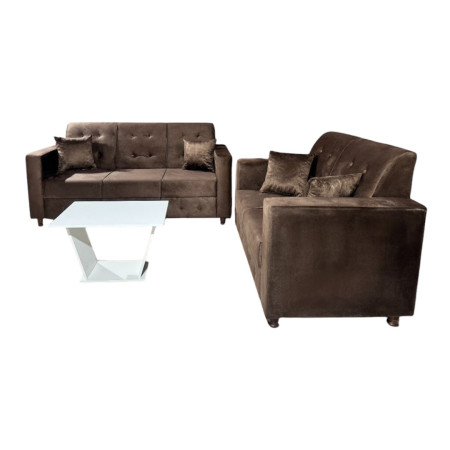 SOFA NEW ITA 3 - 2 LUGARES MARRÓN + 4 ALMOHADAS + MESITA DE REGALO