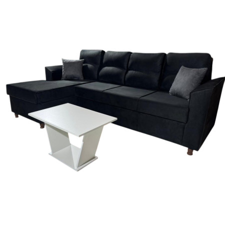 SOFA NEW SAN LORENZO NEGRO 3 LUGARES + CHAISE + 2 ALMOHADAS + MESA