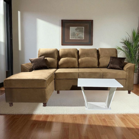 SOFA NEW SAN LORENZO BEIGE 3 LUGARES + CHAISE + 2 ALMOHADAS + MESA