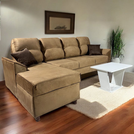 SOFA NEW SAN LORENZO BEIGE 3 LUGARES + CHAISE + 2 ALMOHADAS + MESA