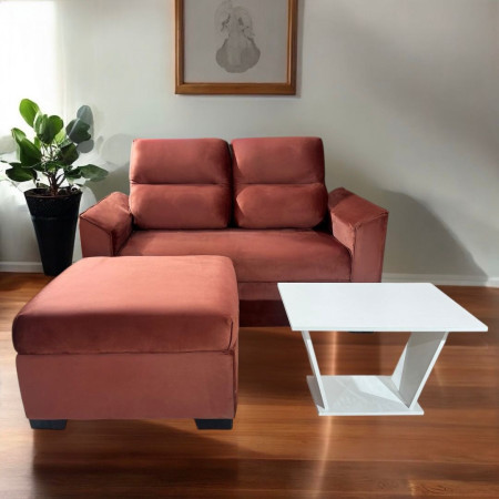 SOFA PIRIBEBUY 2 LUGARES TERRACOTA + PUFF + MESITA