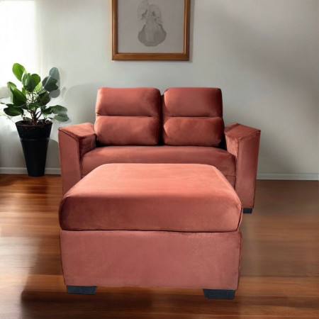 SOFA PIRIBEBUY 2 LUGARES TERRACOTA + PUFF + MESITA