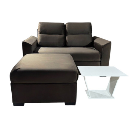 SOFA PIRIBEBUY 2 LUGARES MARRÓN + PUFF + MESITA