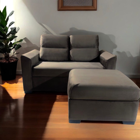 SOFA PIRIBEBUY 2 LUGARES MARRÓN + PUFF + MESITA