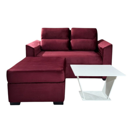 SOFA PIRIBEBUY 2 LUGARES BORDO + PUFF + MESITA