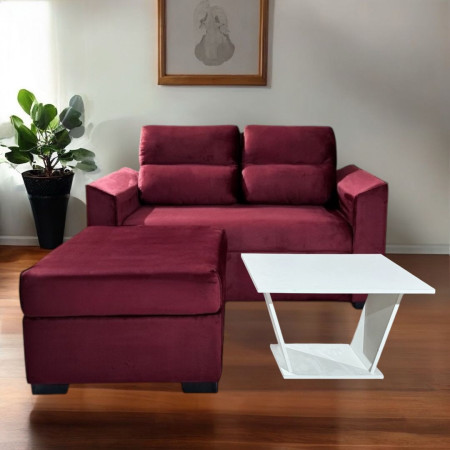 SOFA PIRIBEBUY 2 LUGARES BORDO + PUFF + MESITA