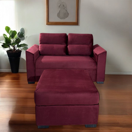 SOFA PIRIBEBUY 2 LUGARES BORDO + PUFF + MESITA