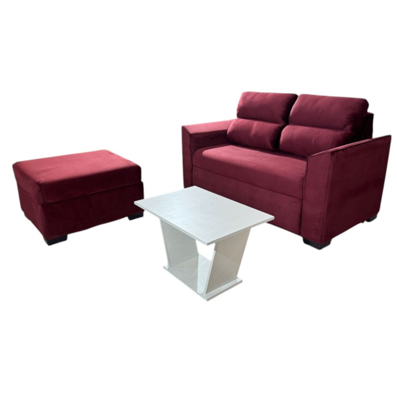 SOFA PIRIBEBUY 2 LUGARES BORDO + PUFF + MESITA