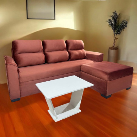 SOFA PIRIBEBUY 3 LUGARES TERRACOTA+ PUFF + MESITA