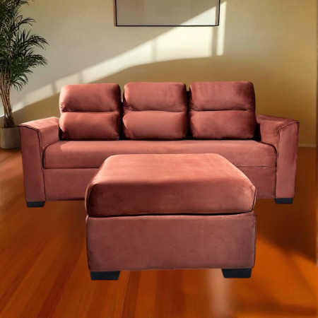 SOFA PIRIBEBUY 3 LUGARES TERRACOTA+ PUFF + MESITA