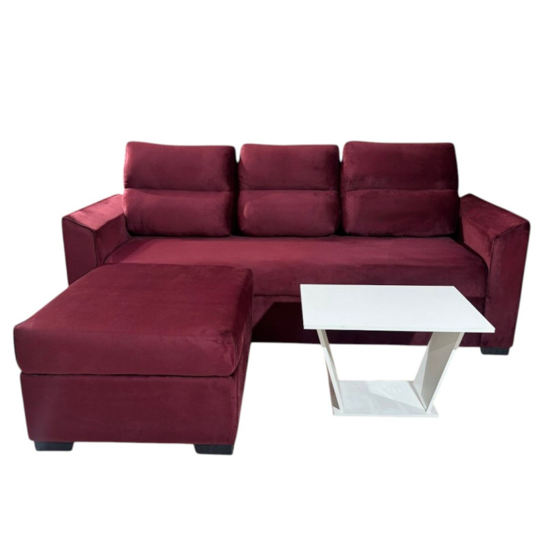SOFA PIRIBEBUY 3 LUGARES BORDO + PUFF + MESITA