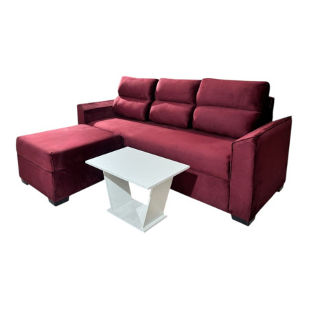 SOFA PIRIBEBUY 3 LUGARES BORDO + PUFF + MESITA