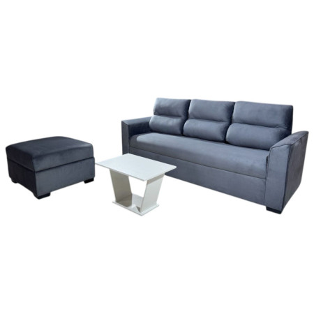SOFA PIRIBEBUY 3 LUGARES GRIS + PUFF + MESITA