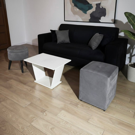 SOFA SAN JUAN NEGRO 3 LUGARES + 2 PUFF + 4 ALMOHADAS + MESITA