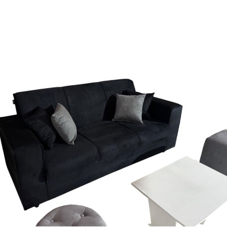 SOFA SAN JUAN NEGRO 3 LUGARES + 2 PUFF + 4 ALMOHADAS + MESITA