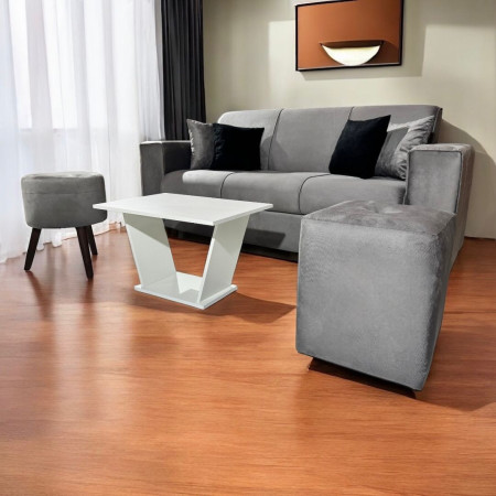 SOFA SAN JUAN GRIS 3 LUGARES + 2 PUFF + 4 ALMOHADAS + MESITA