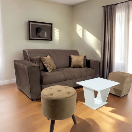 SOFA SAN JUAN MARRÓN 3 LUGARES + 2 PUFF + 4 ALMOHADAS + MESITA