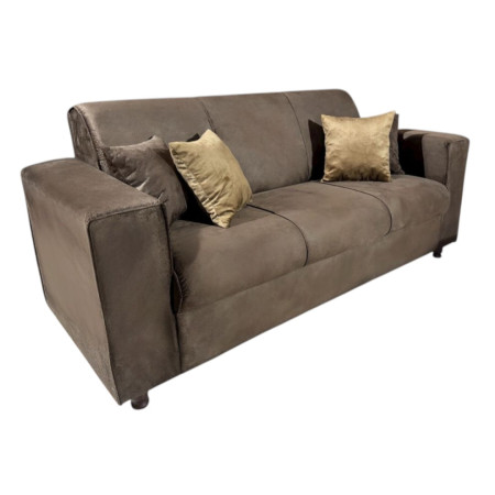 SOFA SAN JUAN MARRÓN 3 LUGARES + 2 PUFF + 4 ALMOHADAS + MESITA