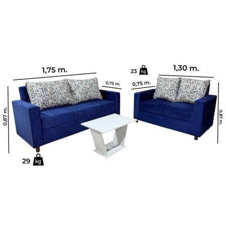 SOFA YPACARAI 3-2 LUGARES AZUL + MESITA DE RAGALO