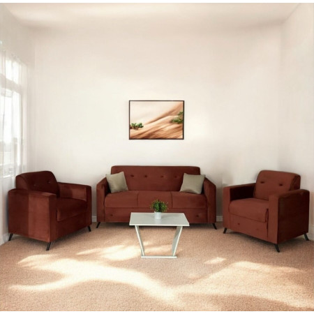 SOFA ITAUGUA  3-1-1 TERRACOTA C/2 ALMOHADAS + MESITA BLANCO DE REGALO