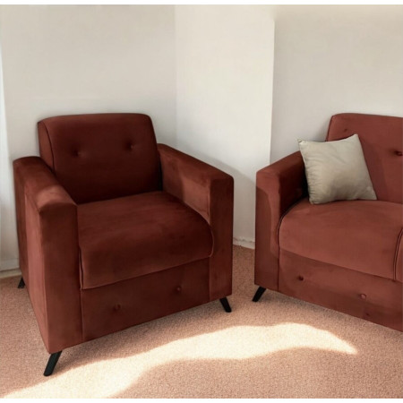 SOFA ITAUGUA  3-1-1 TERRACOTA C/2 ALMOHADAS + MESITA BLANCO DE REGALO