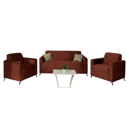 SOFA ITAUGUA  3-1-1 TERRACOTA C/2 ALMOHADAS + MESITA BLANCO DE REGALO