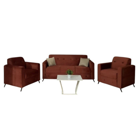 SOFA ITAUGUA  3-1-1 TERRACOTA C/2 ALMOHADAS + MESITA BLANCO DE REGALO