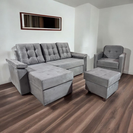 COMBO YPANE GRIS + POLTRONA + PUFF