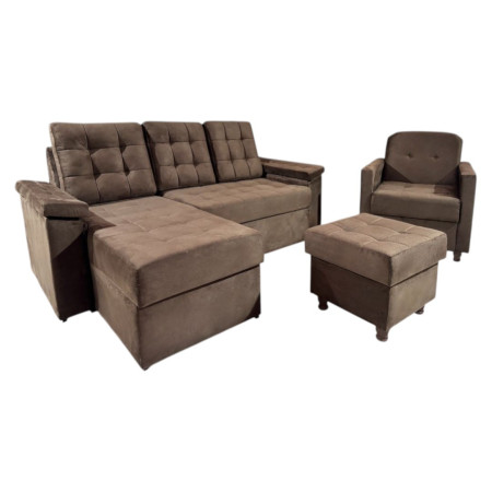 COMBO YPANE MARRÓN + POLTRONA + PUFF