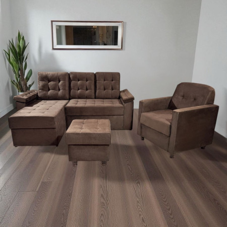 COMBO YPANE MARRÓN + POLTRONA + PUFF